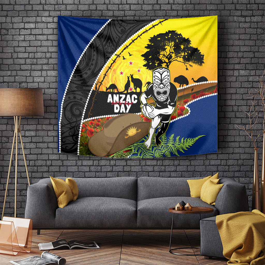 Warriors Rugby ANZAC Day Tapestry New Zealand Wahs Tiki Mascot Rosemary Starry Night