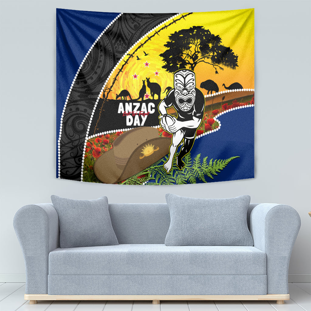 Warriors Rugby ANZAC Day Tapestry New Zealand Wahs Tiki Mascot Rosemary Starry Night