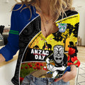 Warriors Rugby ANZAC Day Women Casual Shirt New Zealand Wahs Tiki Mascot Rosemary Starry Night