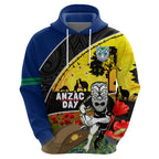 Warriors Rugby ANZAC Day Zip Hoodie New Zealand Wahs Tiki Mascot Rosemary Starry Night