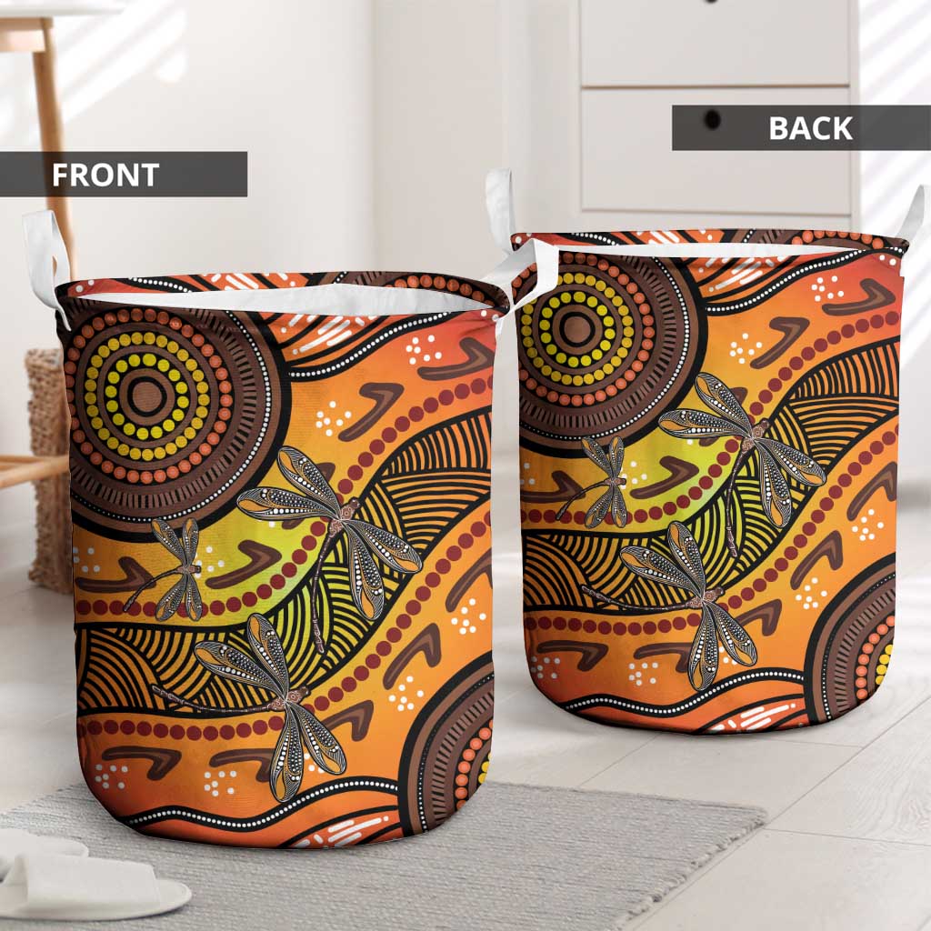 Australian Dragonfly Indigenous Art Laundry Basket