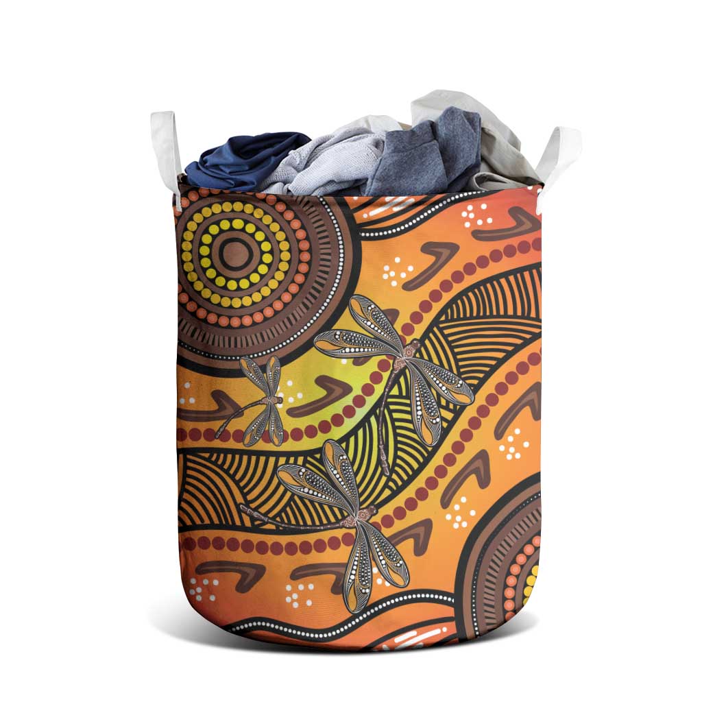 Australian Dragonfly Indigenous Art Laundry Basket