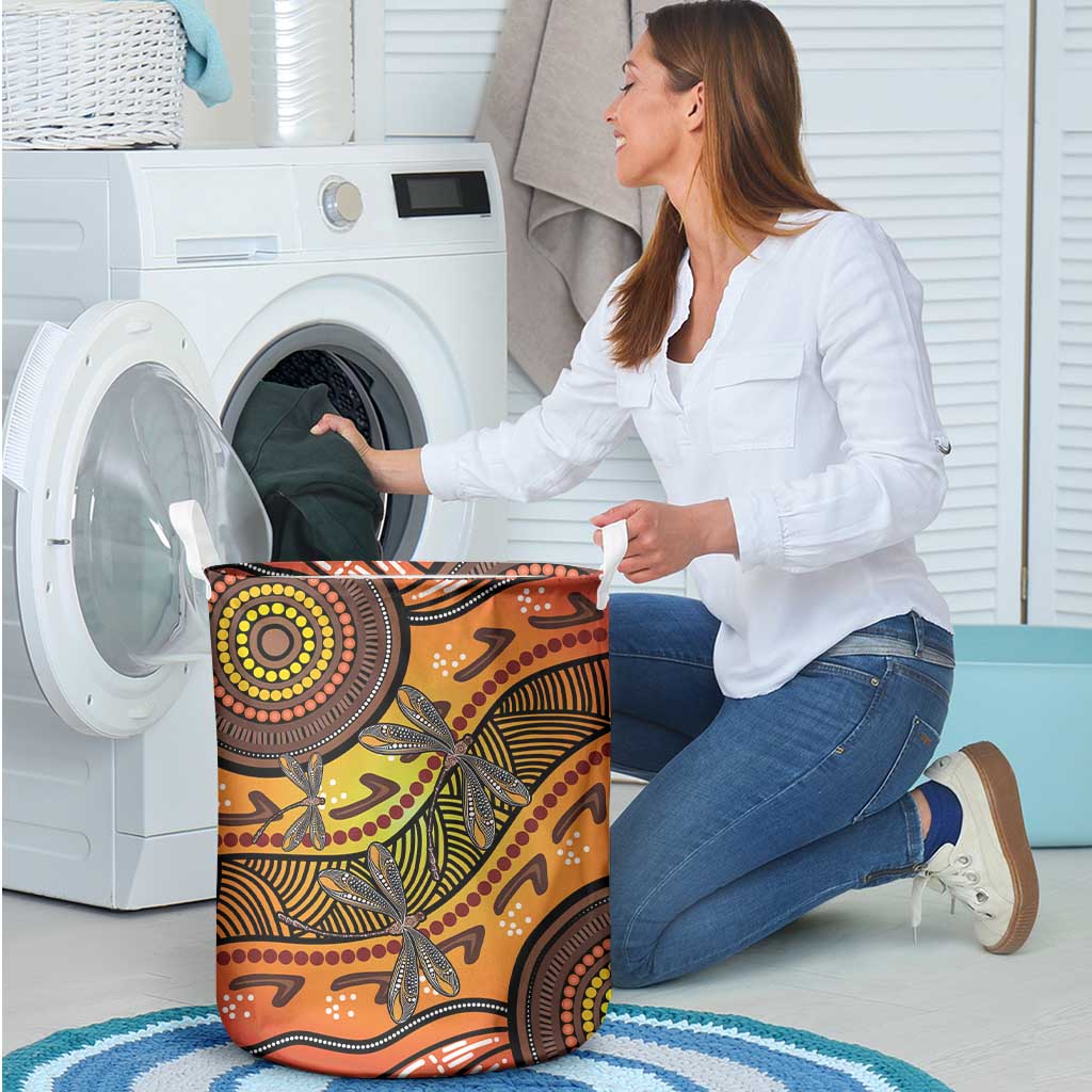 Australian Dragonfly Indigenous Art Laundry Basket
