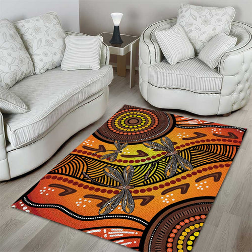 Australian Dragonfly Indigenous Art Area Rug