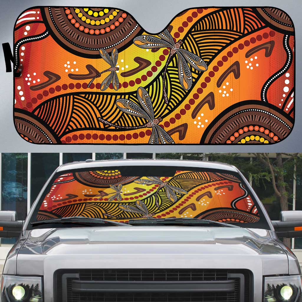 Australian Dragonfly Indigenous Art Auto Sun Shade