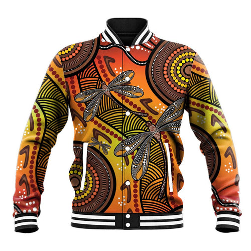 Australian Dragonfly Indigenous Art Baseball Jacket