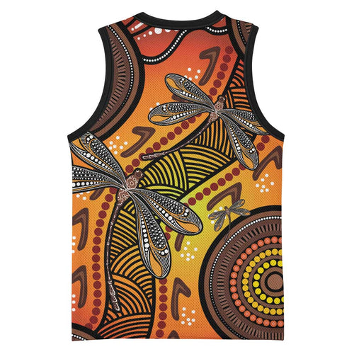 Australian Dragonfly Indigenous Art Basketball Jersey