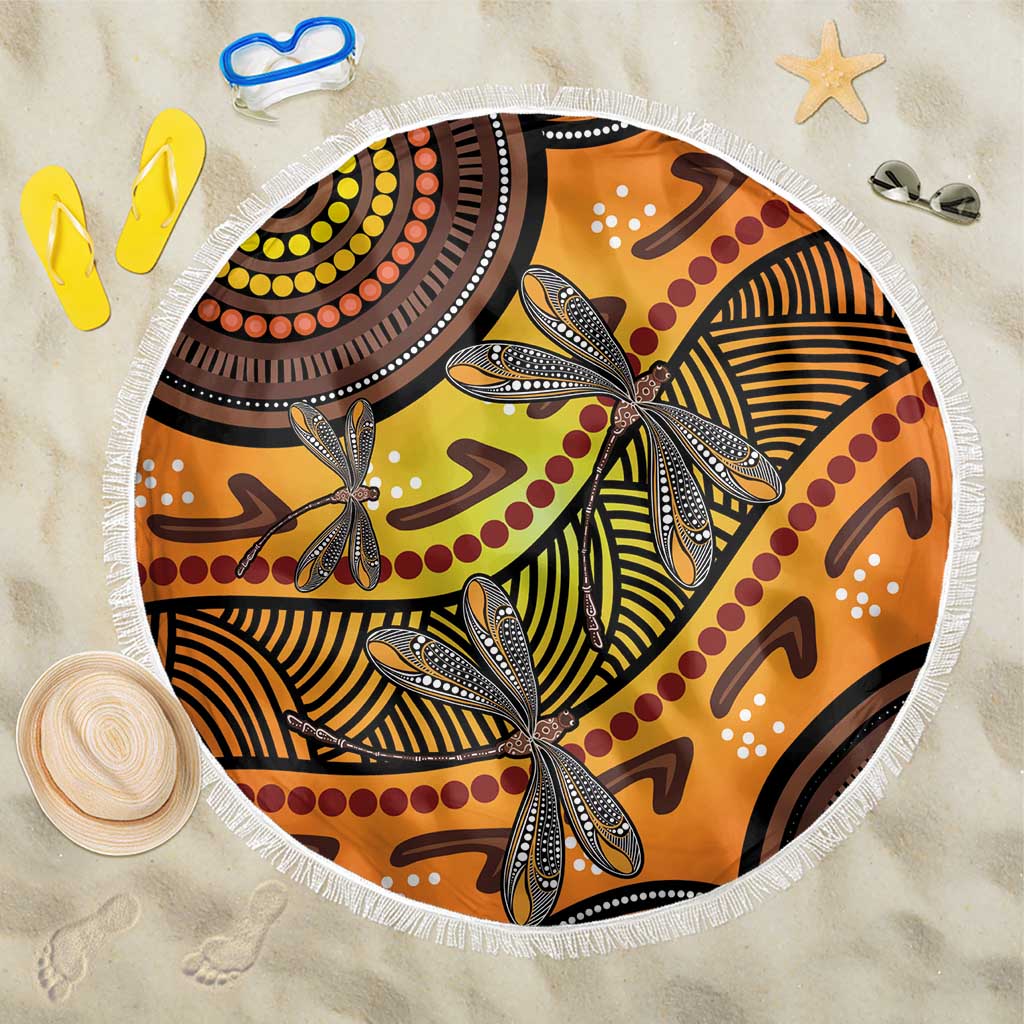 Australian Dragonfly Indigenous Art Beach Blanket