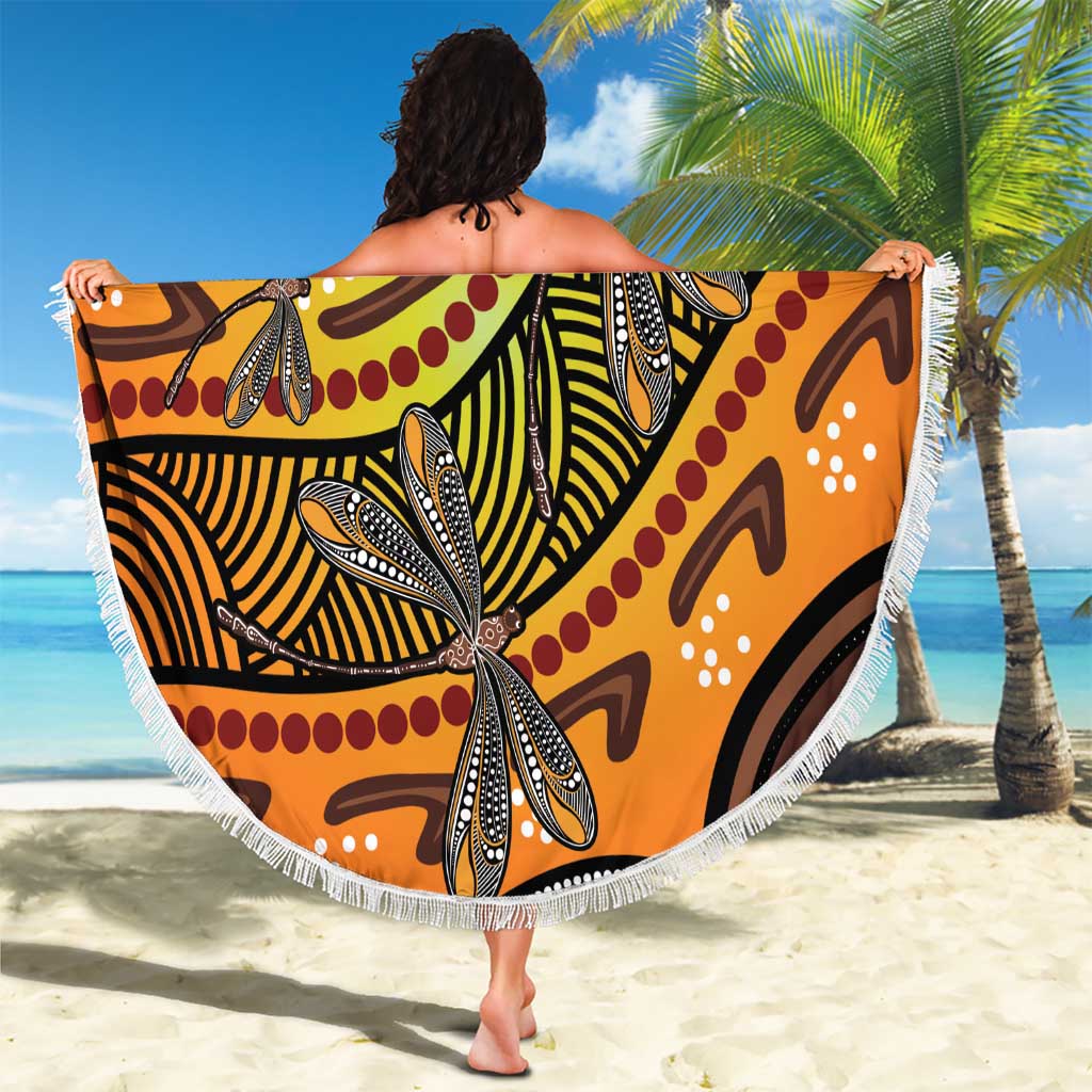 Australian Dragonfly Indigenous Art Beach Blanket