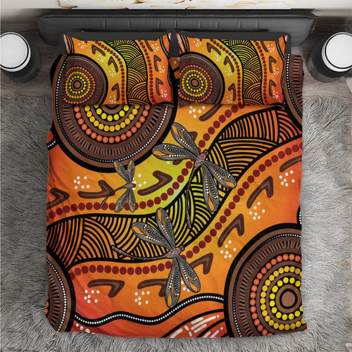 Australian Dragonfly Indigenous Art Bedding Set