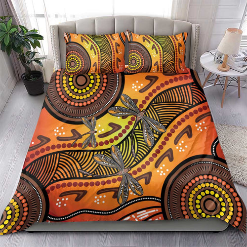 Australian Dragonfly Indigenous Art Bedding Set