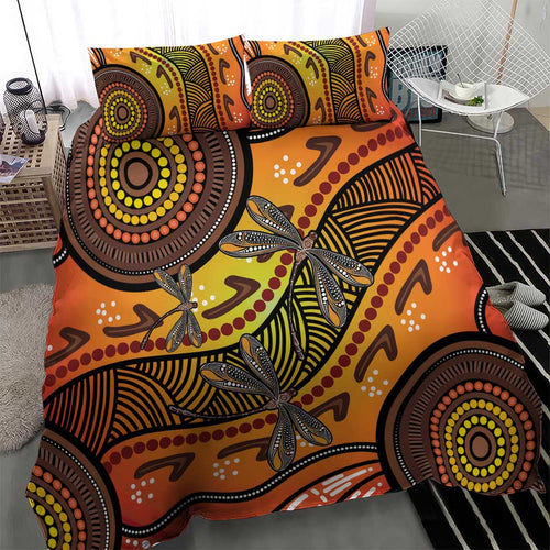 Australian Dragonfly Indigenous Art Bedding Set