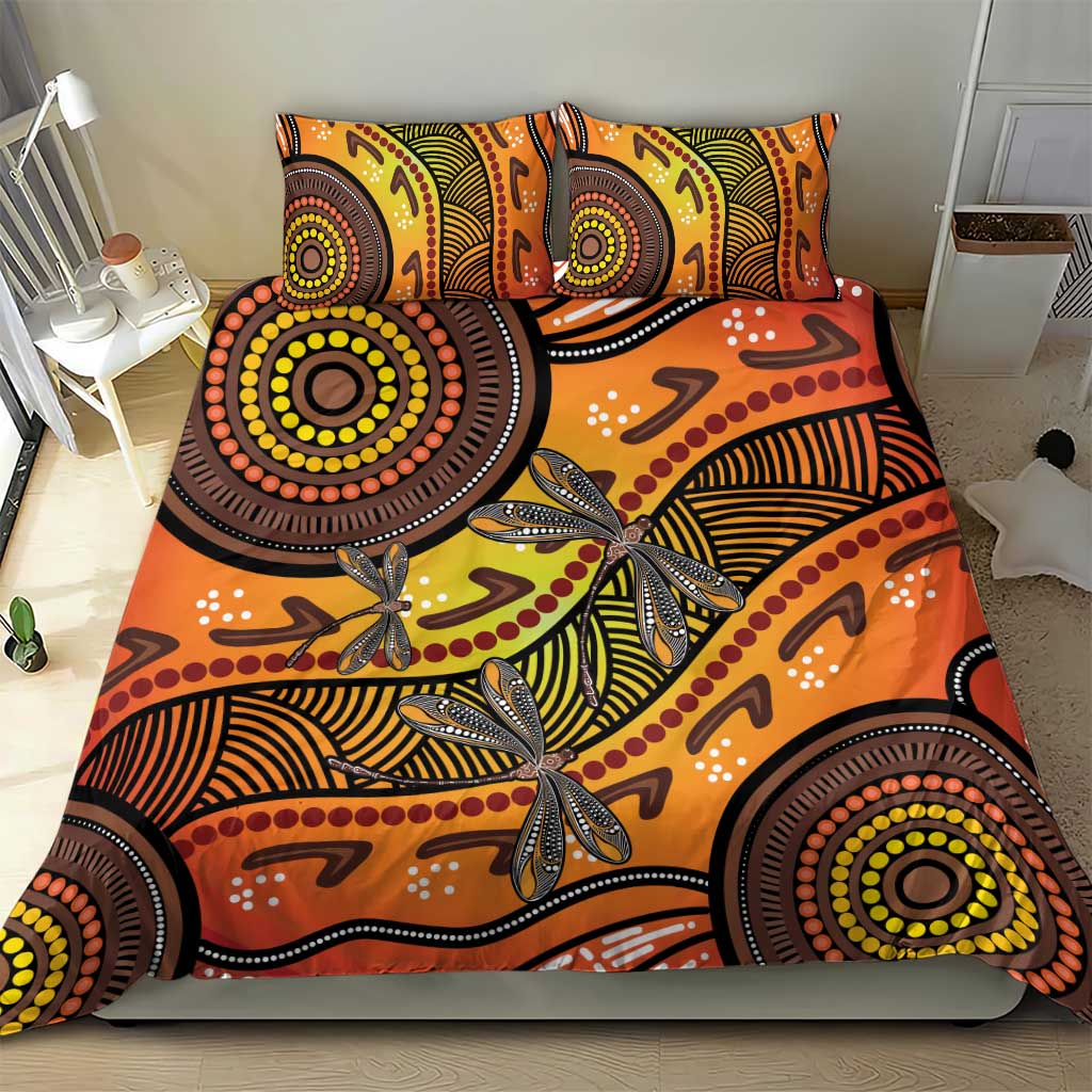 Australian Dragonfly Indigenous Art Bedding Set