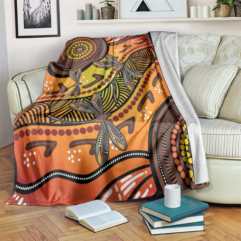 Australian Dragonfly Indigenous Art Blanket