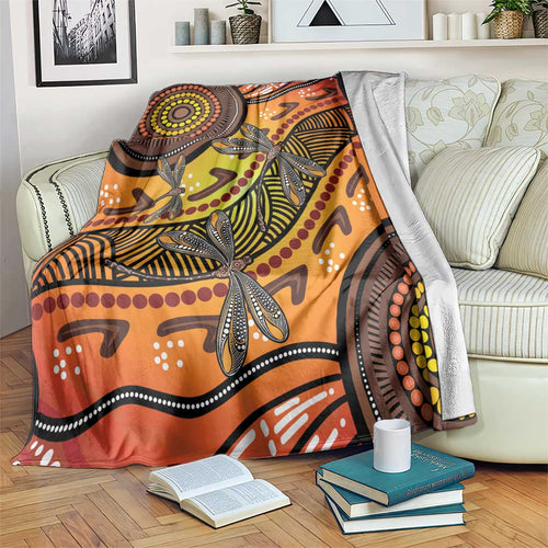 Australian Dragonfly Indigenous Art Blanket