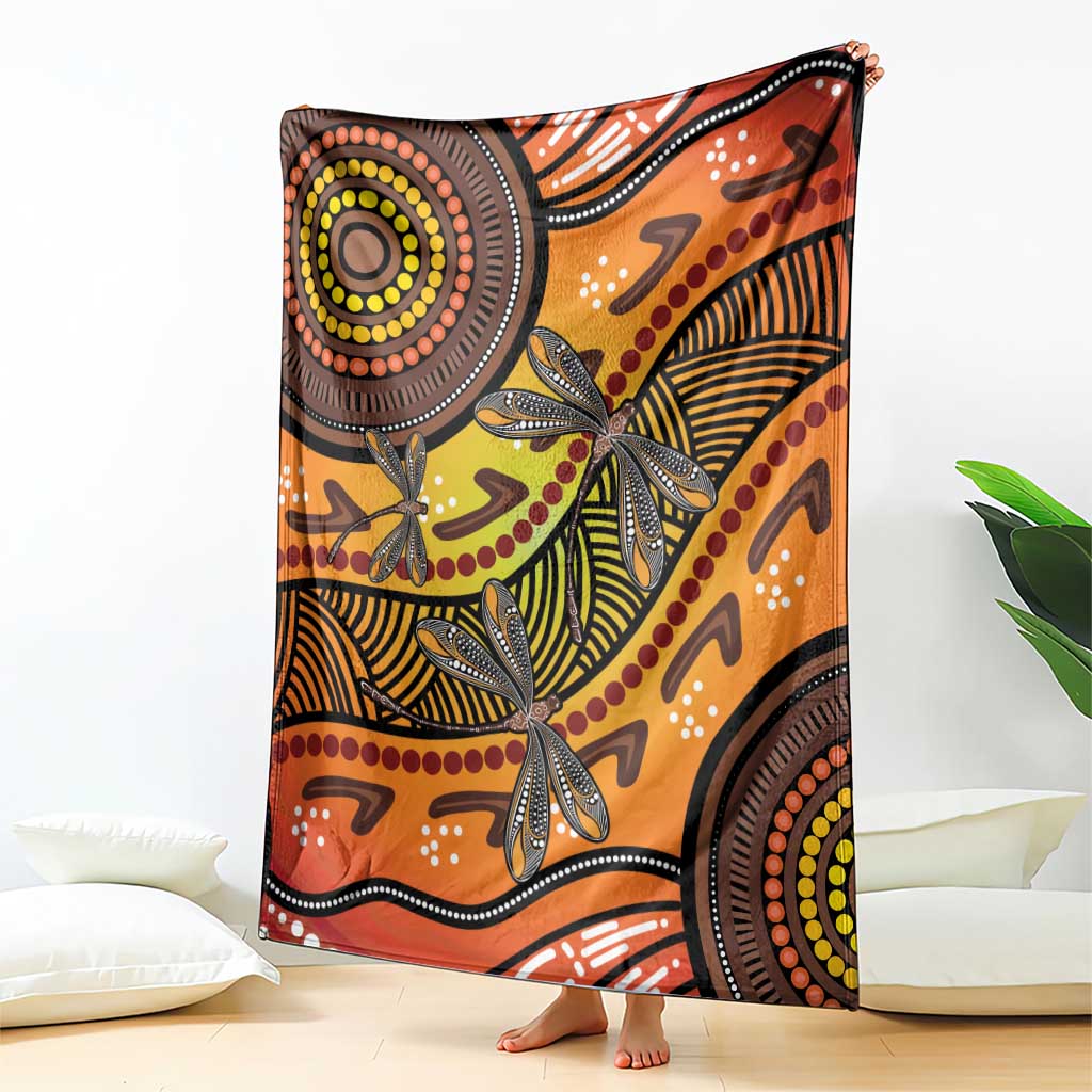 Australian Dragonfly Indigenous Art Blanket