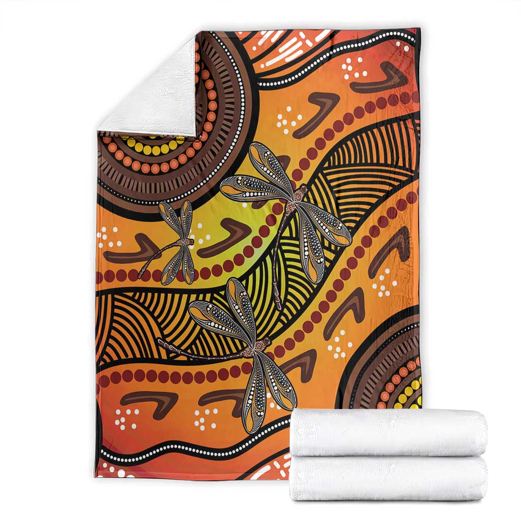 Australian Dragonfly Indigenous Art Blanket