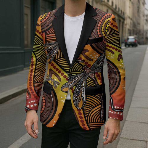 Australian Dragonfly Indigenous Art Blazer