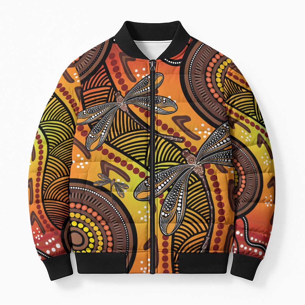 Australian Dragonfly Indigenous Art Bomber Puffer Jacket