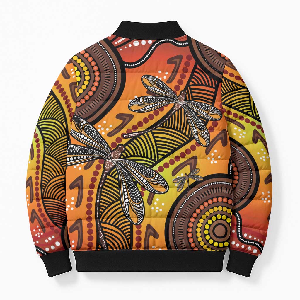 Australian Dragonfly Indigenous Art Bomber Puffer Jacket