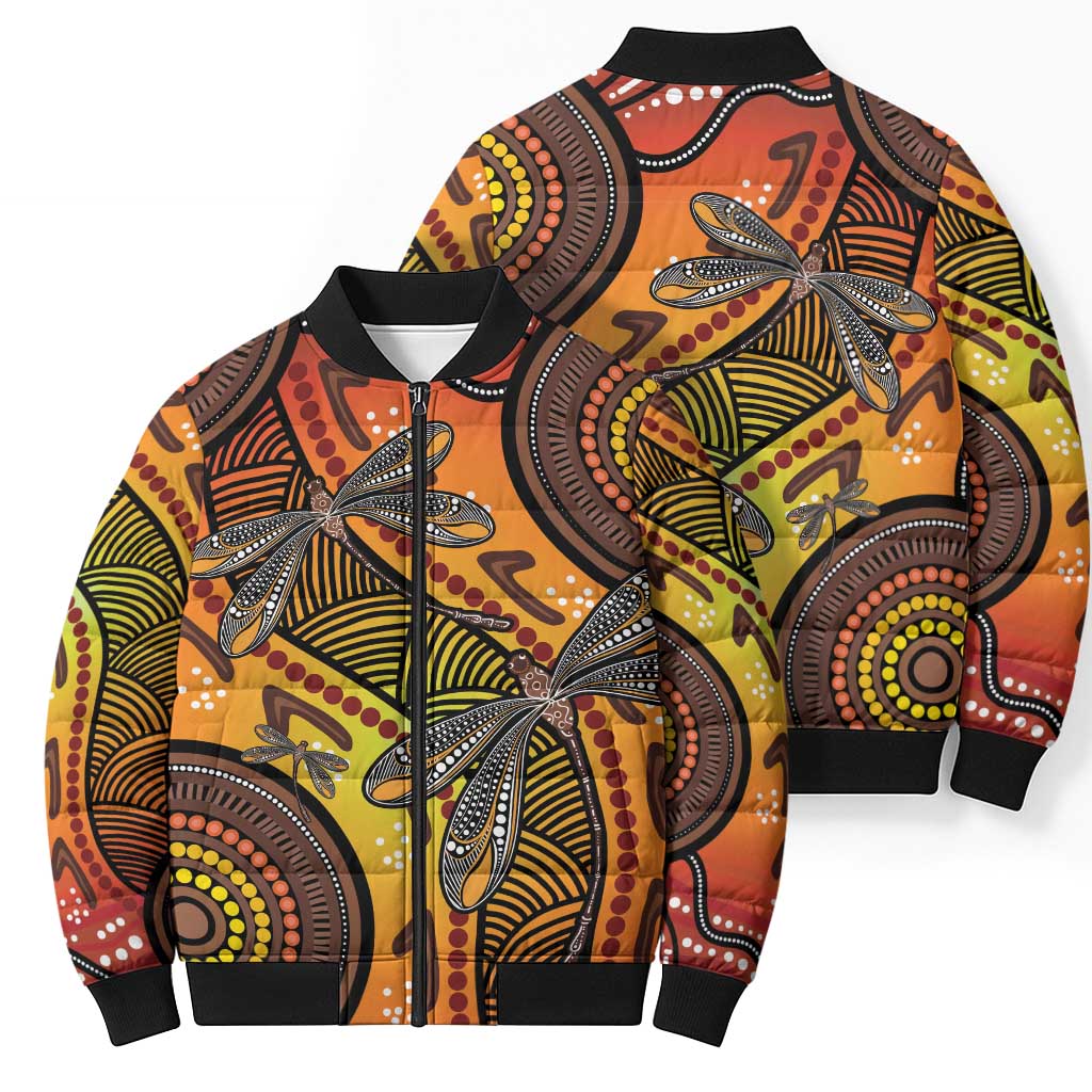 Australian Dragonfly Indigenous Art Bomber Puffer Jacket
