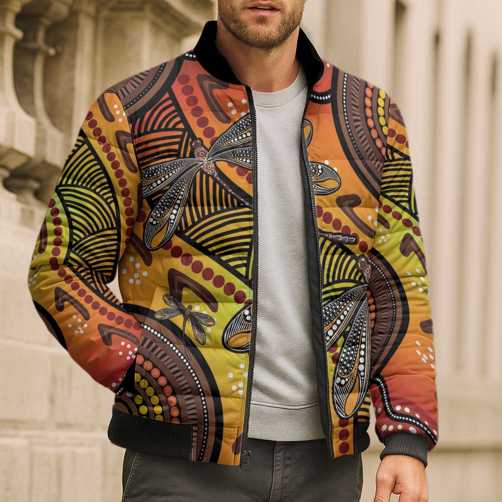 Australian Dragonfly Indigenous Art Bomber Puffer Jacket