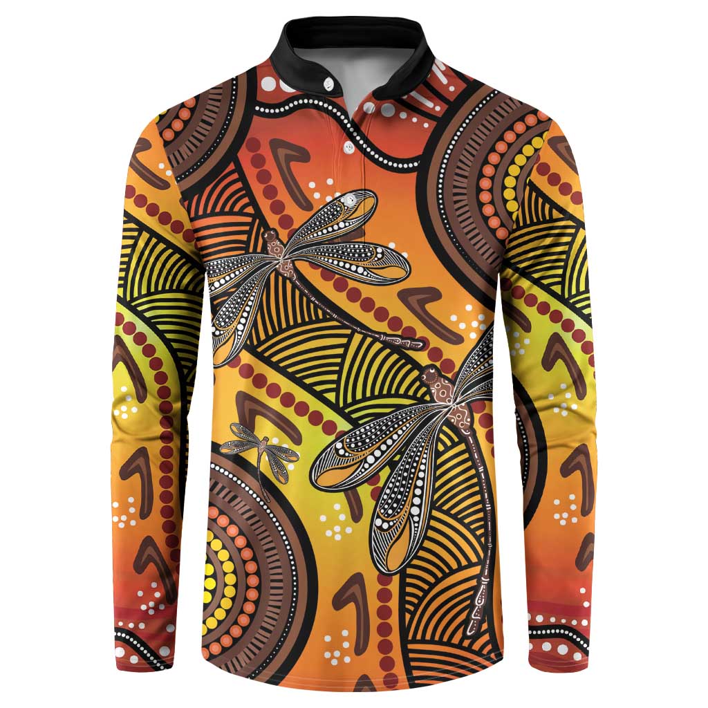Australian Dragonfly Indigenous Art Button Sweatshirt