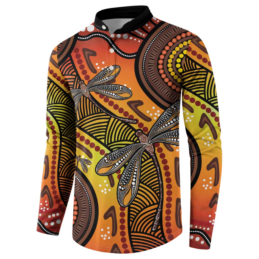 Australian Dragonfly Indigenous Art Button Sweatshirt