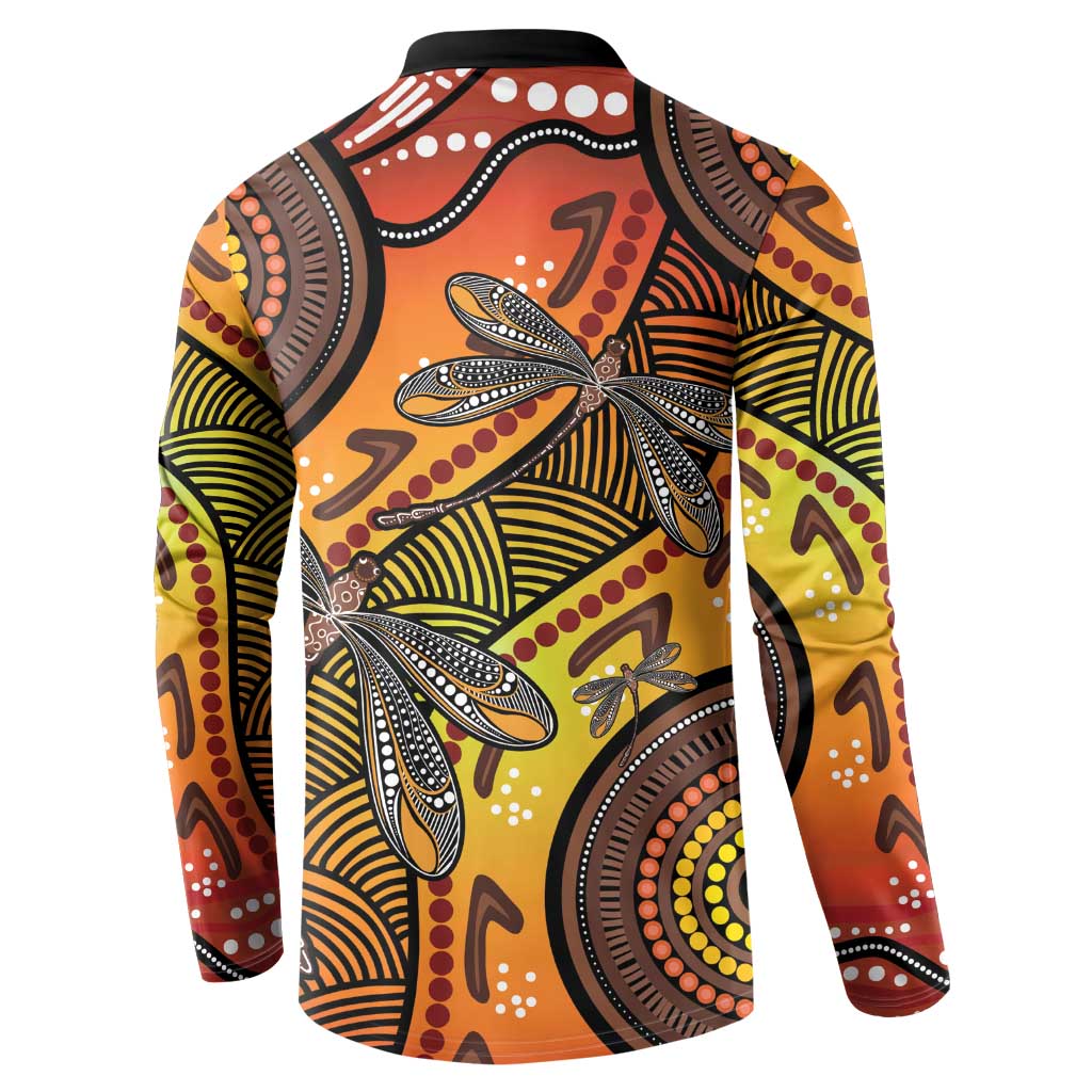 Australian Dragonfly Indigenous Art Button Sweatshirt