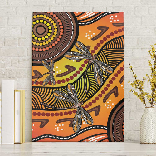 Australian Dragonfly Indigenous Art Canvas Wall Art