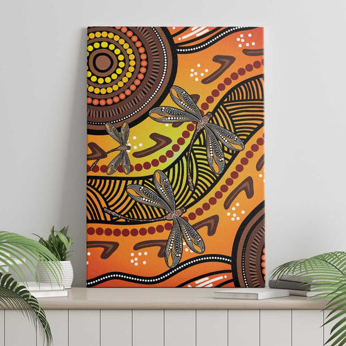 Australian Dragonfly Indigenous Art Canvas Wall Art