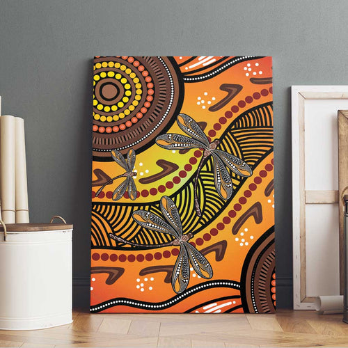 Australian Dragonfly Indigenous Art Canvas Wall Art