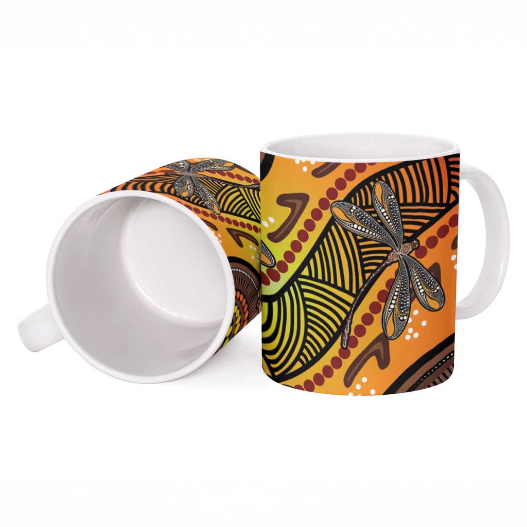 Australian Dragonfly Indigenous Art Ceramic Mug