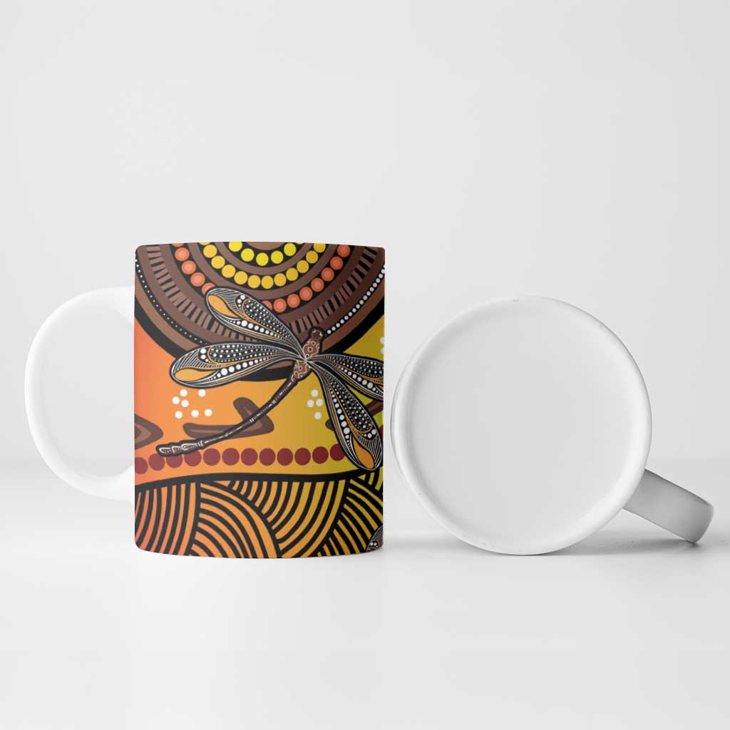Australian Dragonfly Indigenous Art Ceramic Mug