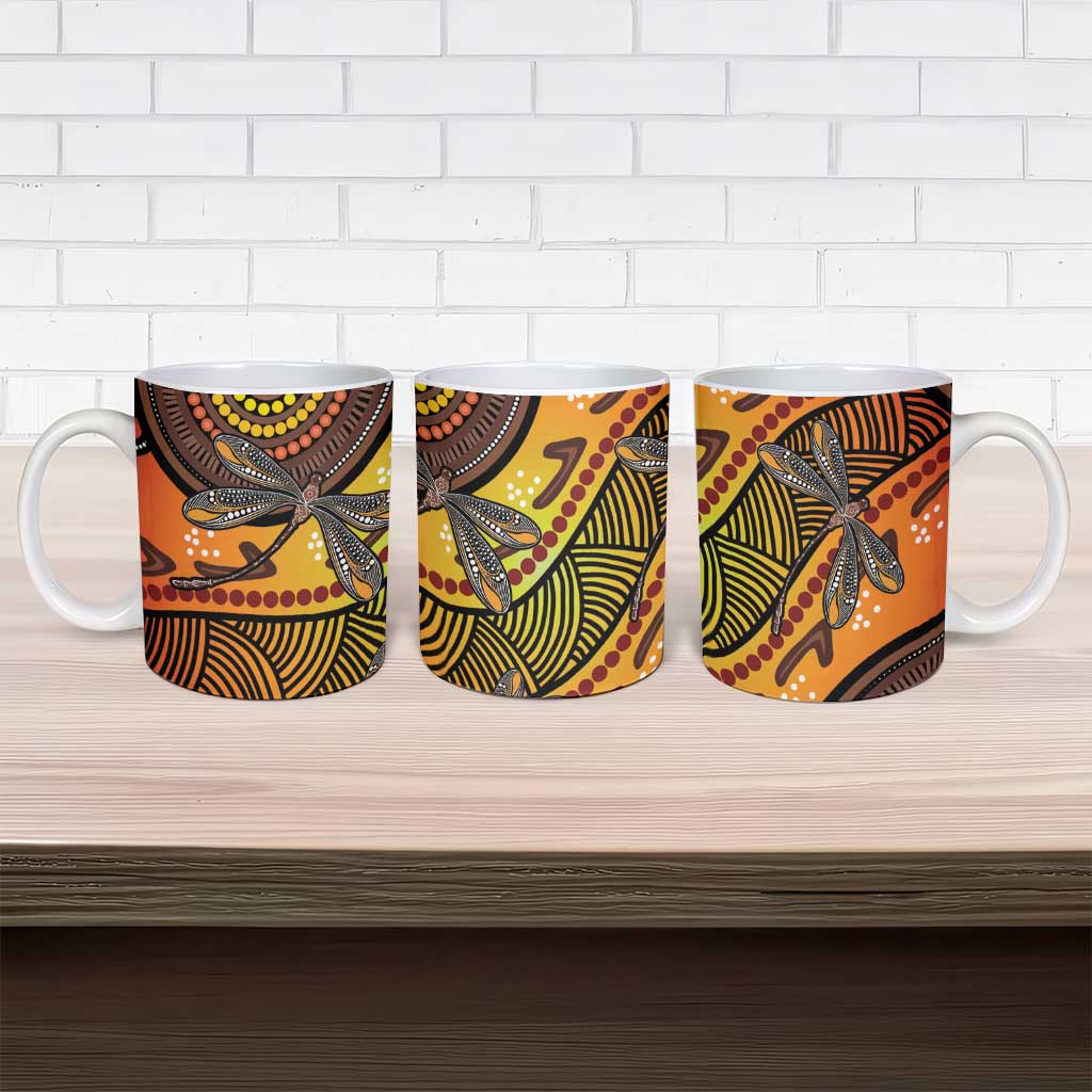 Australian Dragonfly Indigenous Art Ceramic Mug