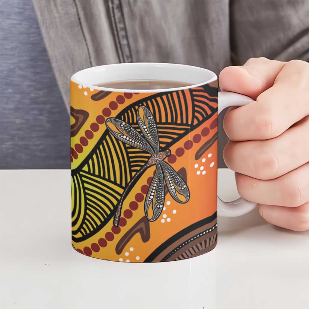 Australian Dragonfly Indigenous Art Ceramic Mug