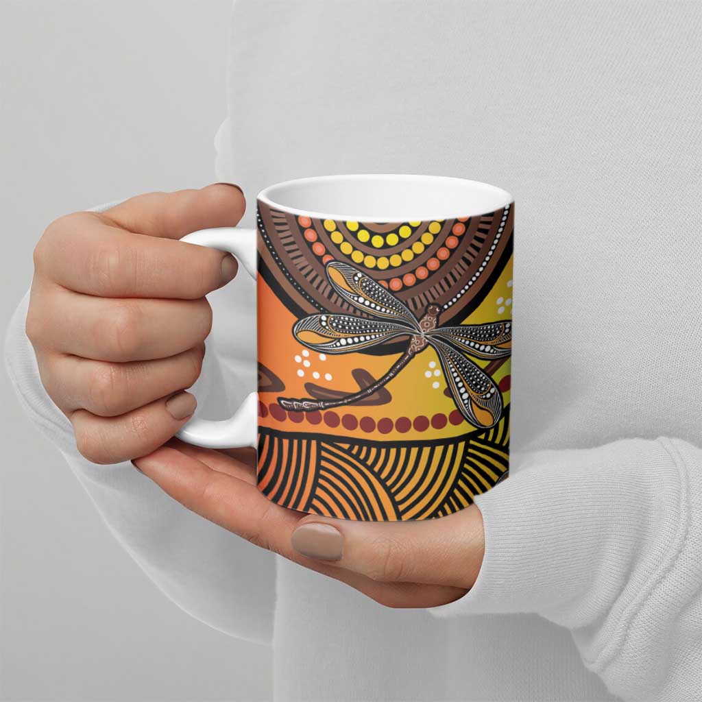 Australian Dragonfly Indigenous Art Ceramic Mug