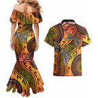 Australian Dragonfly Indigenous Art Couples Matching Mermaid Dress and Hawaiian Shirt