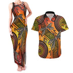 Australian Dragonfly Indigenous Art Couples Matching Tank Maxi Dress and Hawaiian Shirt