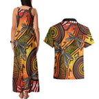 Australian Dragonfly Indigenous Art Couples Matching Tank Maxi Dress and Hawaiian Shirt