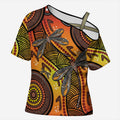 Australian Dragonfly Indigenous Art Cross Shoulder Shirt