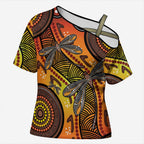 Australian Dragonfly Indigenous Art Cross Shoulder Shirt