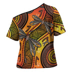 Australian Dragonfly Indigenous Art Cross Shoulder Shirt