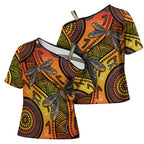 Australian Dragonfly Indigenous Art Cross Shoulder Shirt