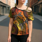 Australian Dragonfly Indigenous Art Cross Shoulder Shirt