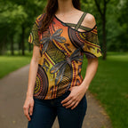 Australian Dragonfly Indigenous Art Cross Shoulder Shirt