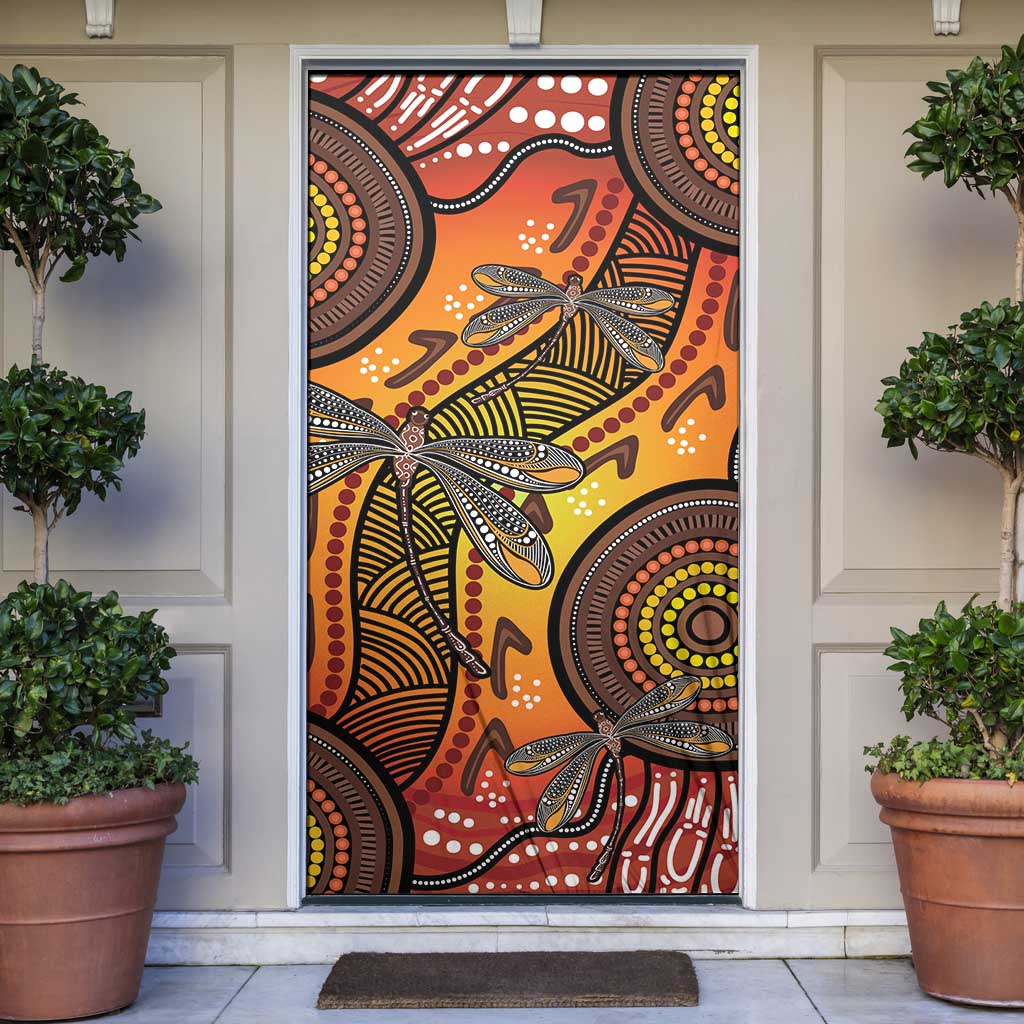 Australian Dragonfly Indigenous Art Door Cover
