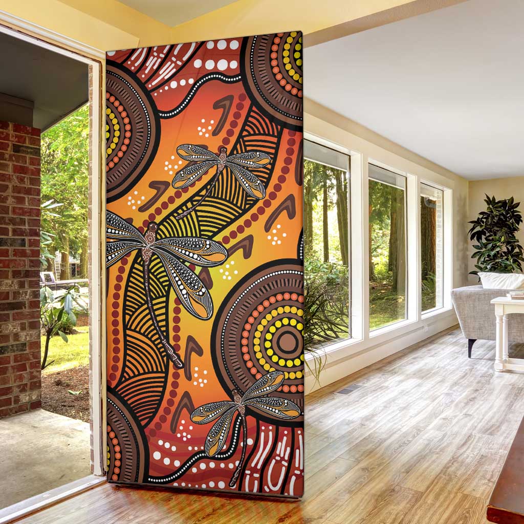 Australian Dragonfly Indigenous Art Door Cover