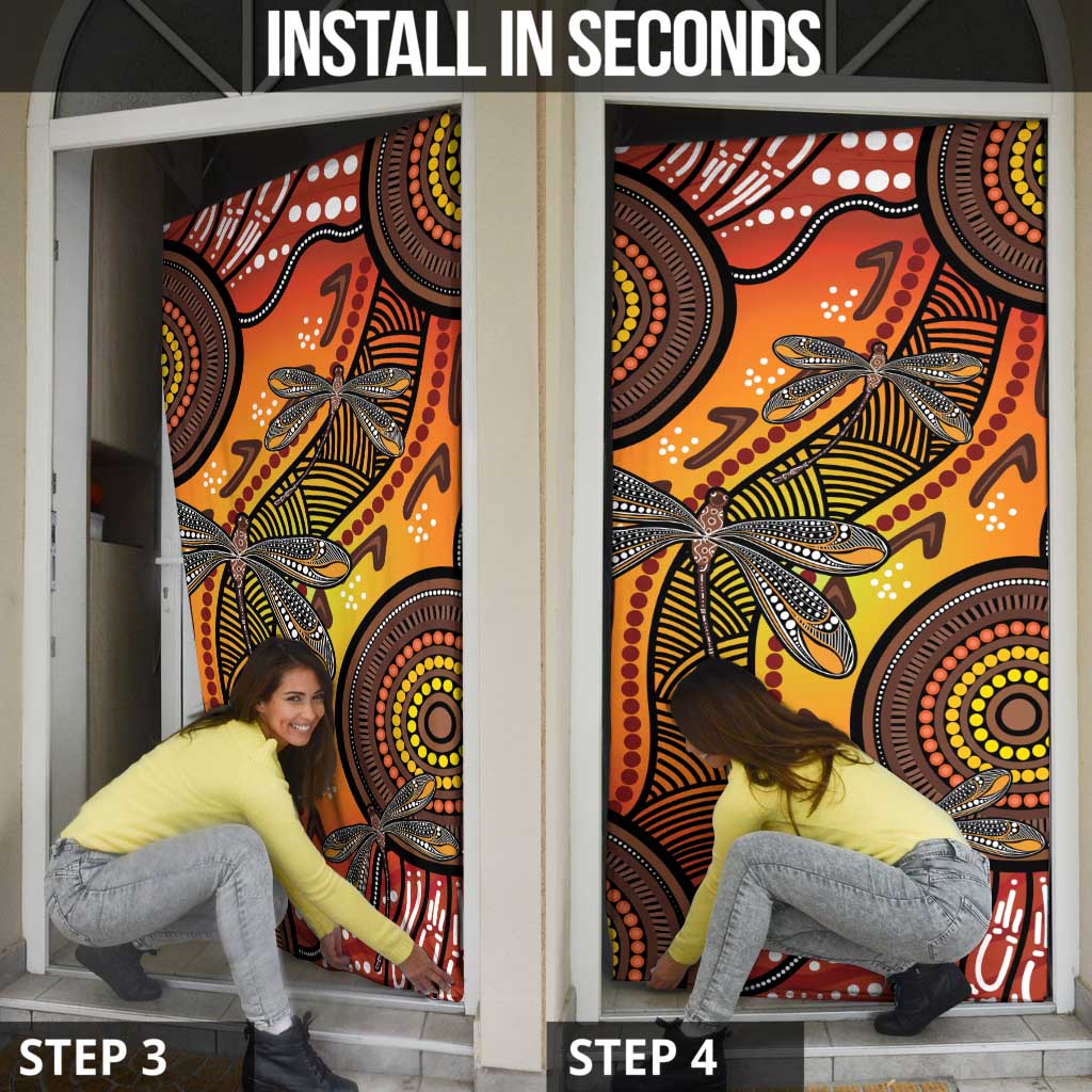 Australian Dragonfly Indigenous Art Door Cover