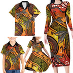 Australian Dragonfly Indigenous Art Family Matching Long Sleeve Bodycon Dress and Hawaiian Shirt